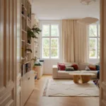 Antibes coffee table in full oak in a Viennese apartment living room