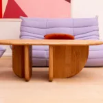 Antibes coffee table with wood top, full view