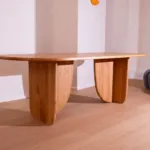 Antibes dining table with wood top, full view